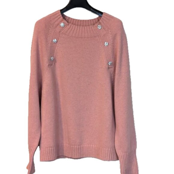 J Crew Crewneck Sweater with Jeweled Buttons Size XXL. Style K5299. - Picture 6 of 6